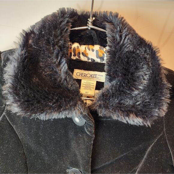 Cherokee Toddler Black Jacket Fur Collar Size 4T - Picture 6 of 8